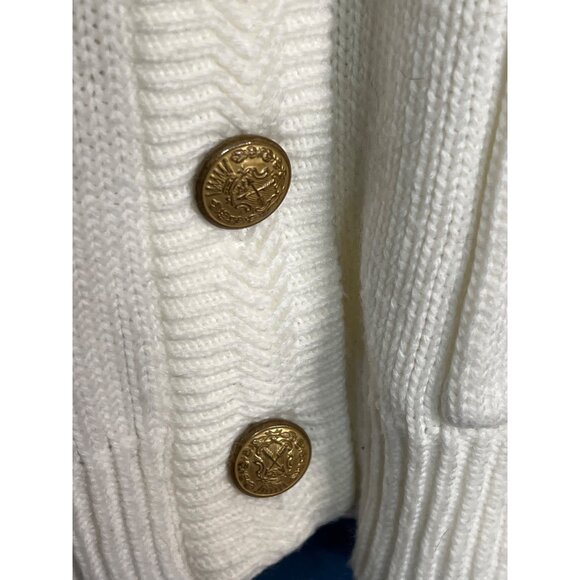 Vintage Winter White V-Neck Cardigan Sweater L - Picture 3 of 5